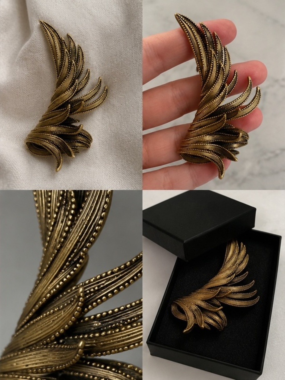 Vintage Boucher Gold Tone Leaf Brooch Designer Signed